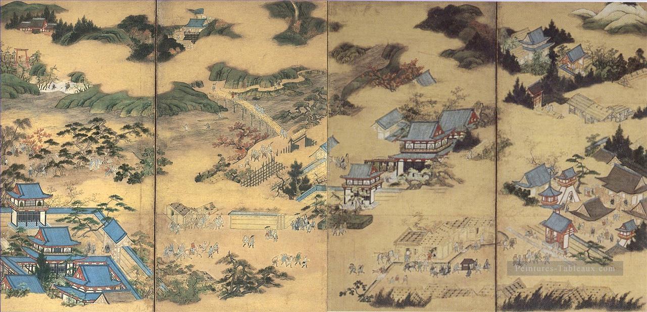 vues célèbres de Sagano et vues célèbres de Uji paire 1 Kano Eitoku japonais Peintures à l'huile